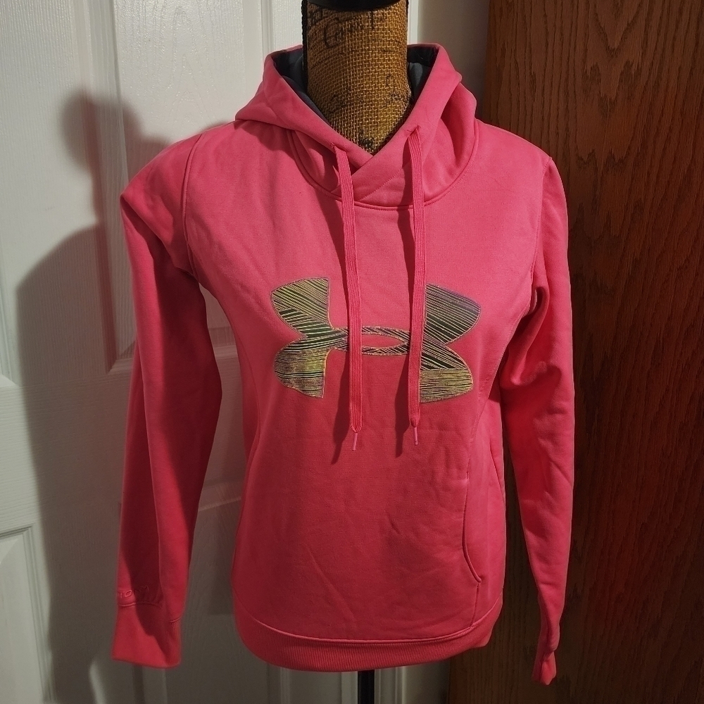 Under Armour Semi-Fitted ColdGear Pink Hoodie Hooded Swearshirt Women's Small S